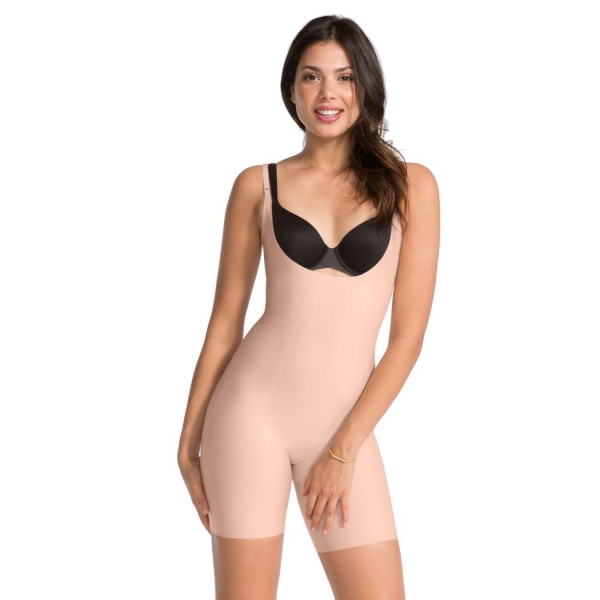 Spanx Thinstincts™ Open-Bust Mid-Thigh Bodysuit Soft Nude