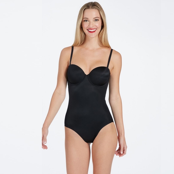 Spanx Suit Your Fancy Strapless Cupped Panty Bodysuit Very Black
