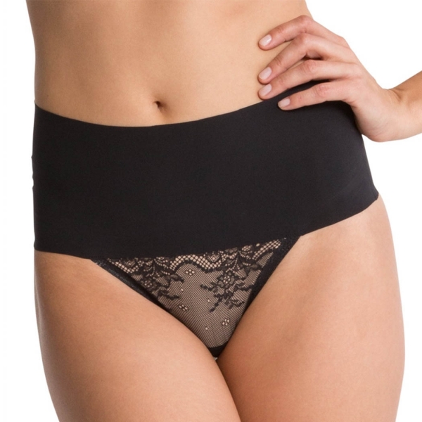 Spanx Undie-tectable Thong Με Δαντέλα Very Black
