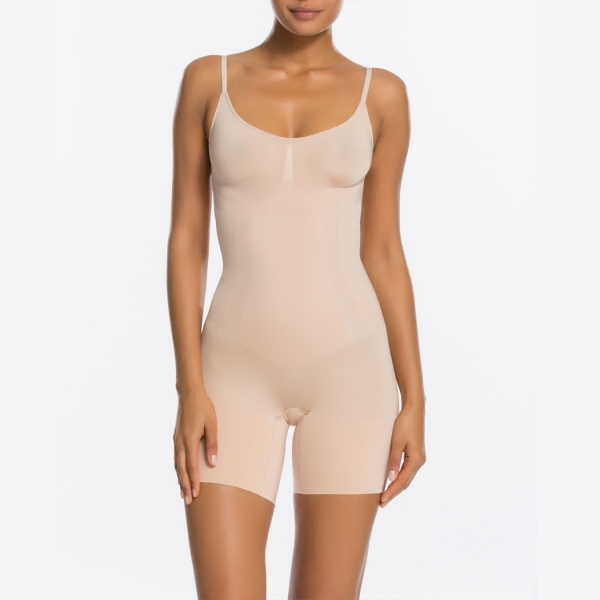 Spanx OnCore Mid-Thigh Bodysuit Soft Nude